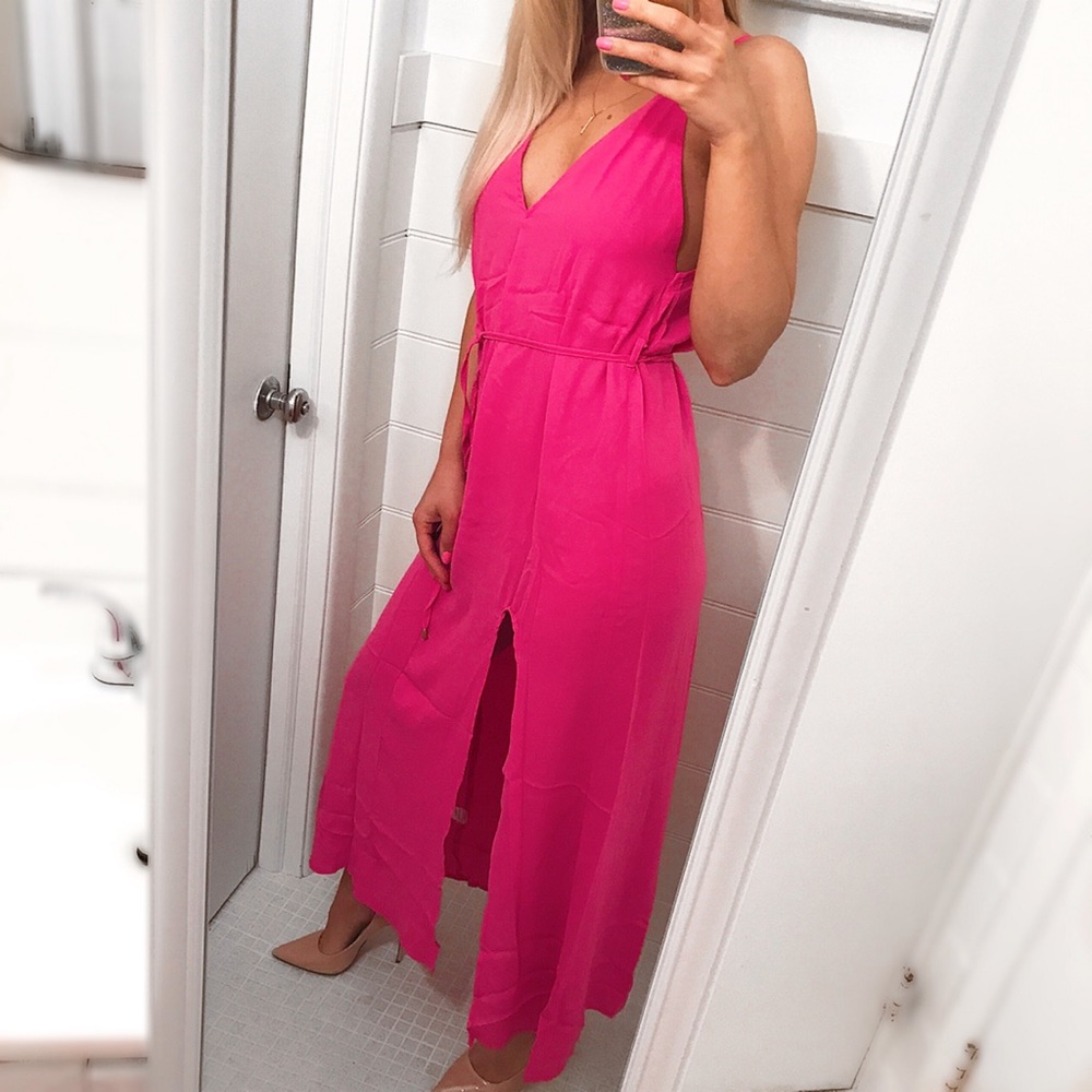 🆕 BRIGHT PINK SLIT MAXI DRESS! - Picture 2 of 13